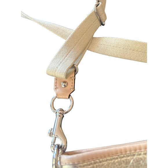 Coach Metallic Gold Crossbody Bag With Adjustable Strap & Leather Trim - Picture 4 of 6